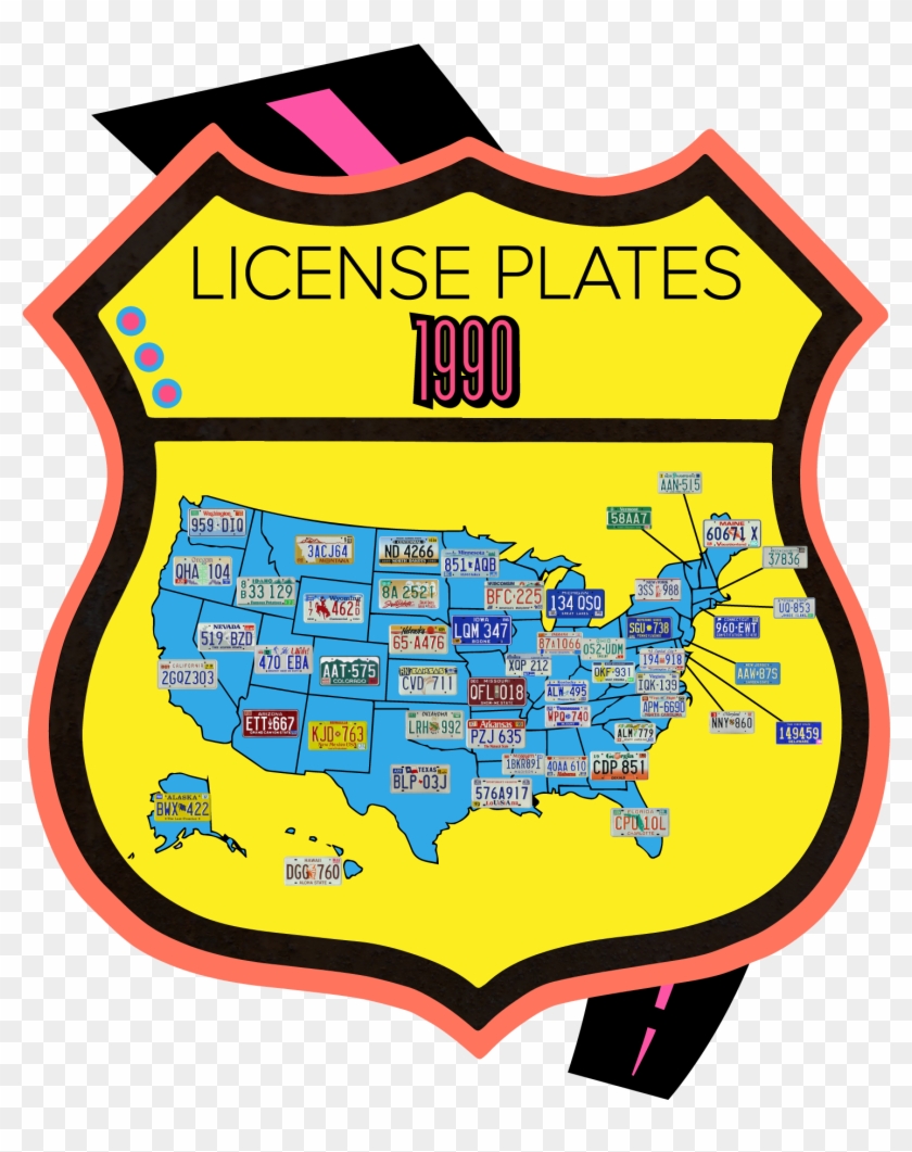 1990 License Plate Map Clipart #4068934
