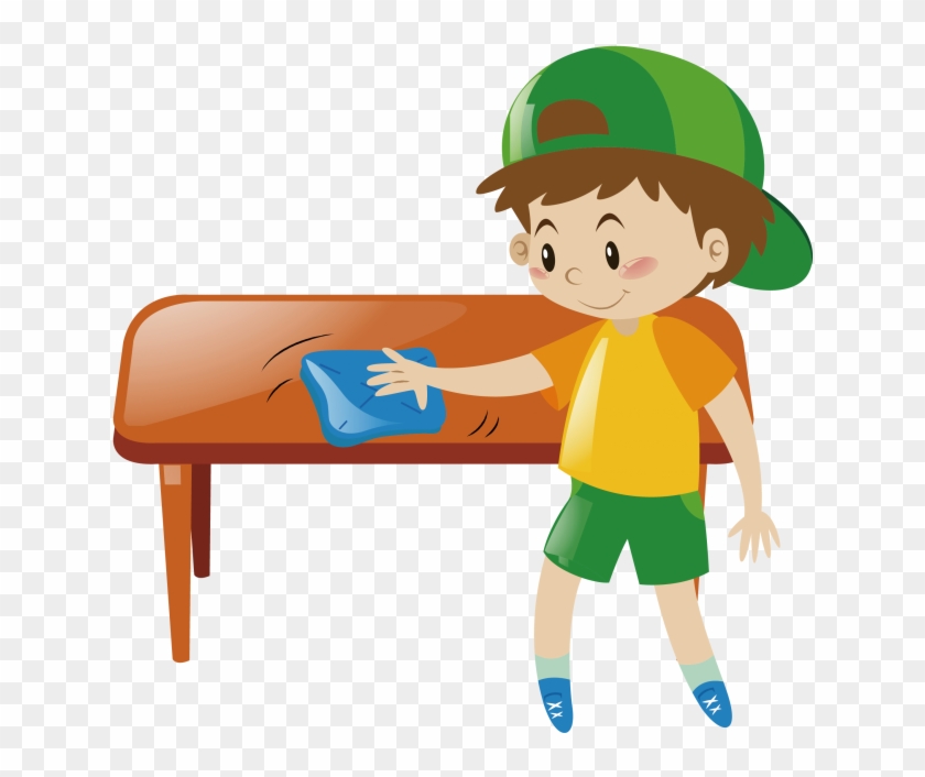 Cleaning Clipart Clean Dinner Table - Clean Up Table Cartoon - Png Download