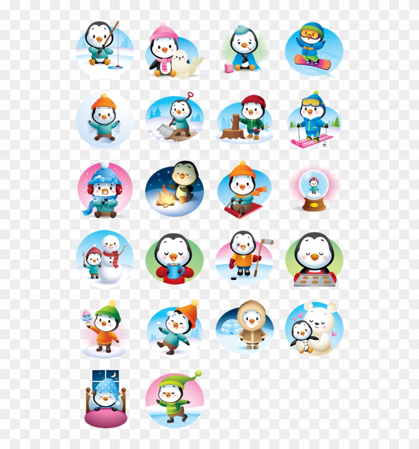 Stickers Are Illustrations Or Animations Of Characters - Waddles Winter Facebook Stickers Clipart