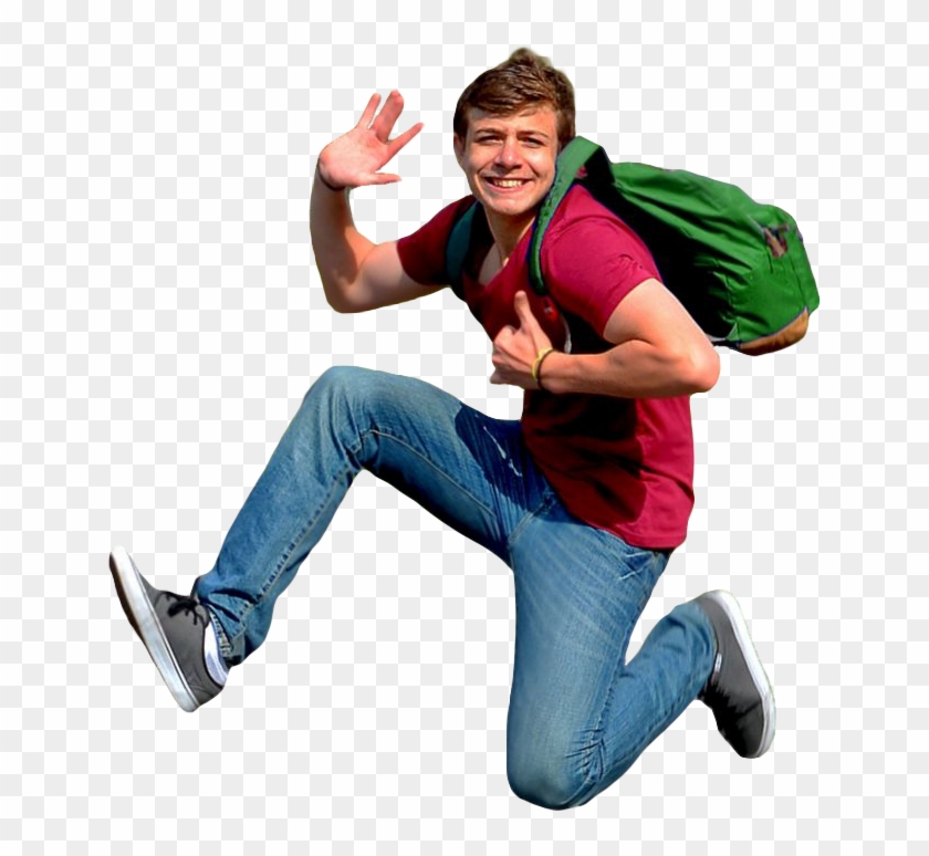 Guy Jumping And Waving [645 × 694] - Person Waving Transparent Background Clipart