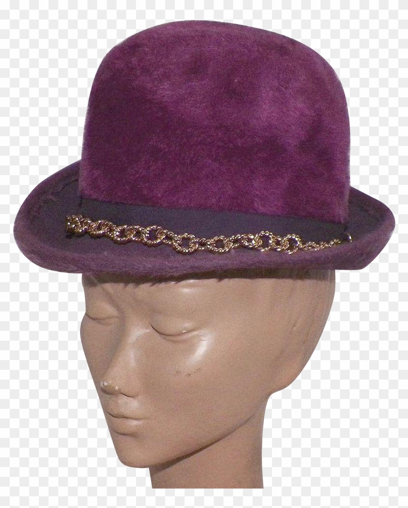 Vintage 1960's Musketeer Purple Fur Felt Hat Made In - Fedora Clipart #4074342