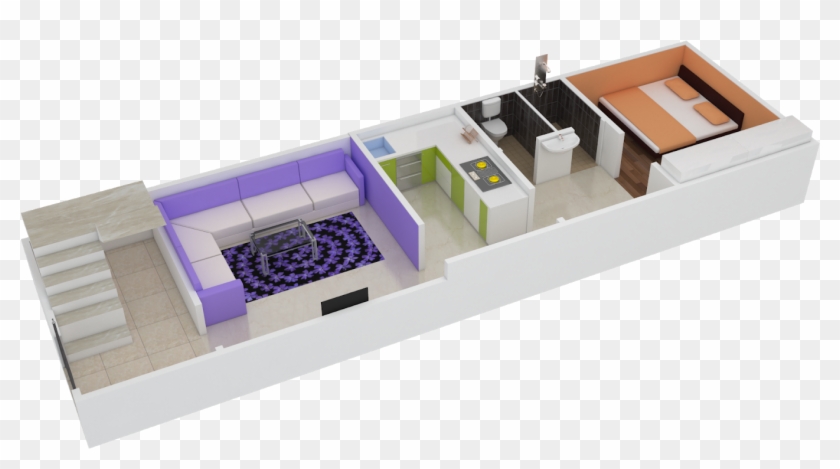 Ground Floor Top View - 10 X 40 House Plan India Clipart