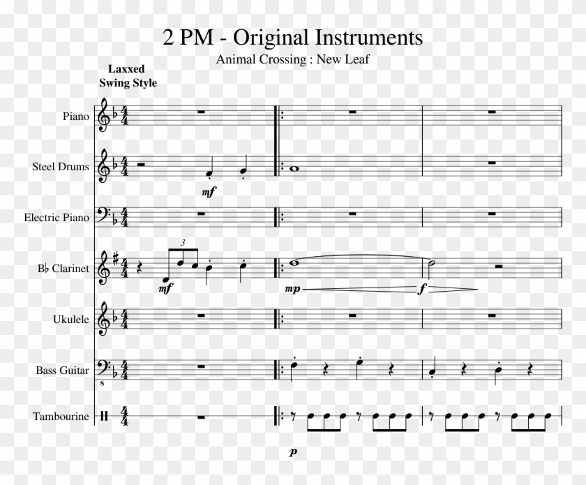 Animal Crossing New Leaf - Animal Crossing 5pm Sheet Music Clipart