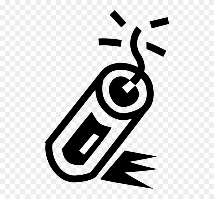 Vector Illustration Of Stick Of Dynamite And Tnt Trinitrotoluene - Illustration Clipart #4079636