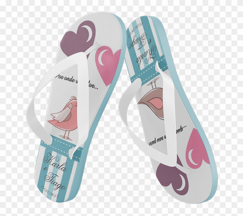 Chinelo Personalizado Verde E Rosa Para Casamentos - Chinelo Personalizado Clipart #4080090