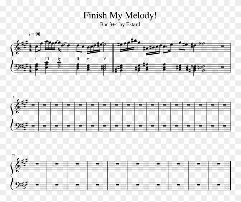 Finish My Melody Sheet Music 1 Of 1 Pages - Tom Nook Theme Sheet Music Clipart #4084126