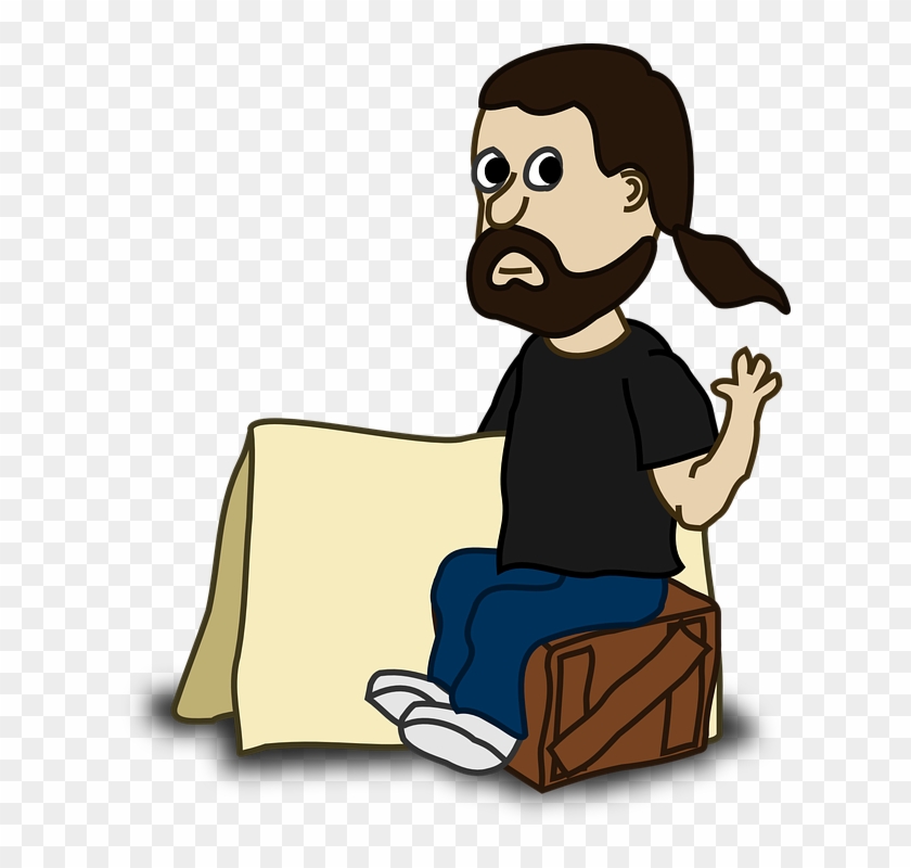 Man Artist Waving Ponytail Sitting Comic Beard - Clip Art Characters Png Transparent Png #4087192