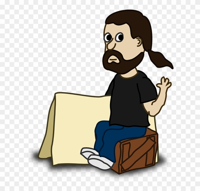 Man Artist Waving Ponytail Sitting Comic Beard - Clip Art Characters Png Transparent Png