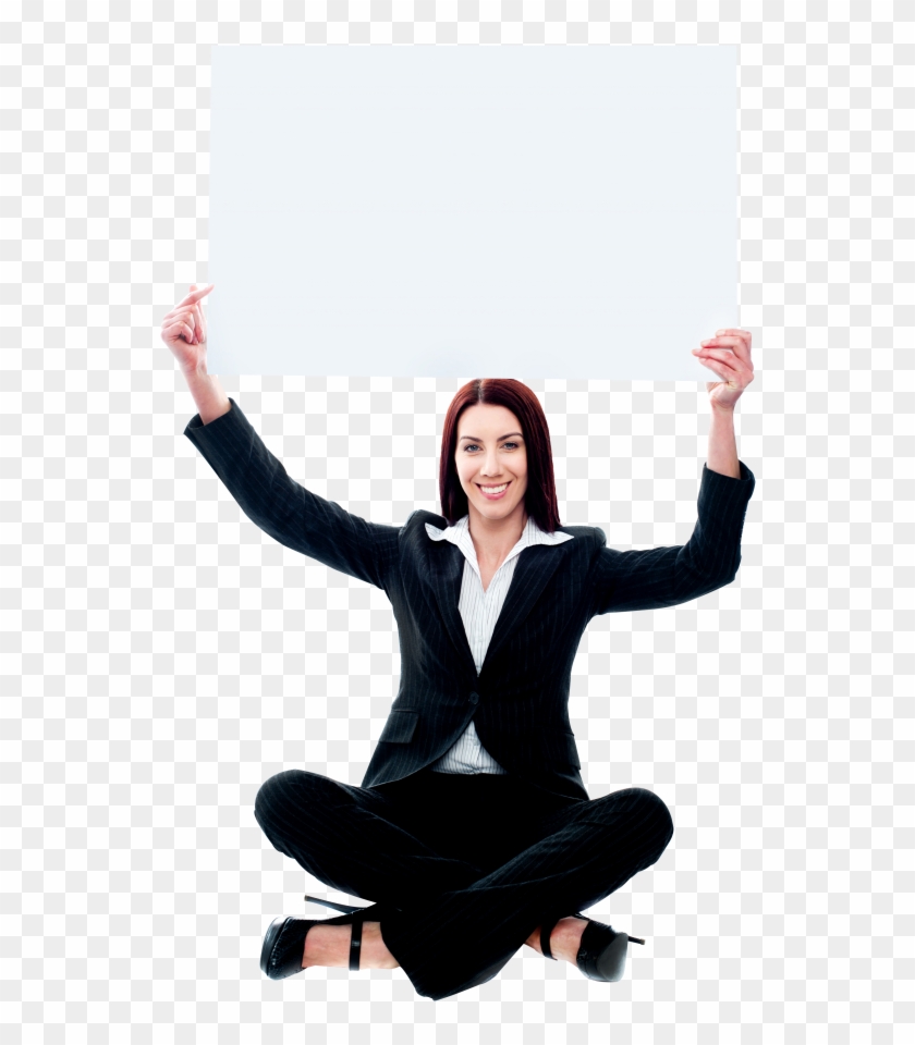 Download Business Women Holding Banner Png - Business Woman Sitting Transparent Clipart
