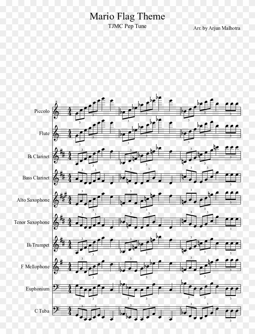 Mario Flag Theme Sheet Music Composed By Arr - Seven Nation Army Recorder Sheet Music Clipart