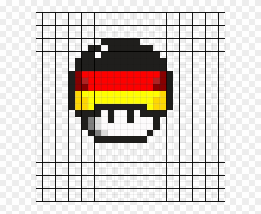 German Flag Mushroom Perler Bead Pattern - Easy Pixel Art Mushroom Clipart