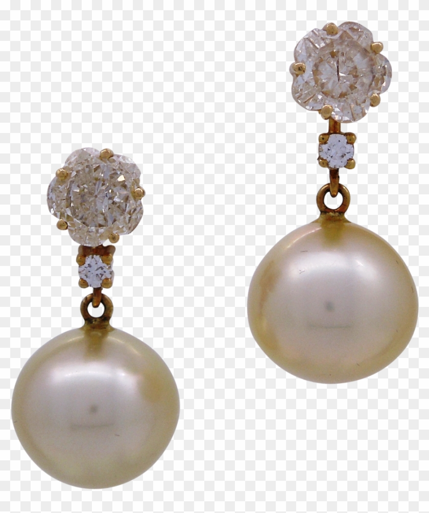 Detachable Diamonds With Pearl Drops - Earrings Clipart