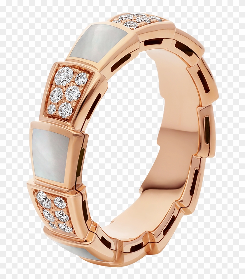 Serpenti Band Ring In 18 Kt Rose Gold With Mother Of - Bulgari Serpenti Viper Ring Clipart