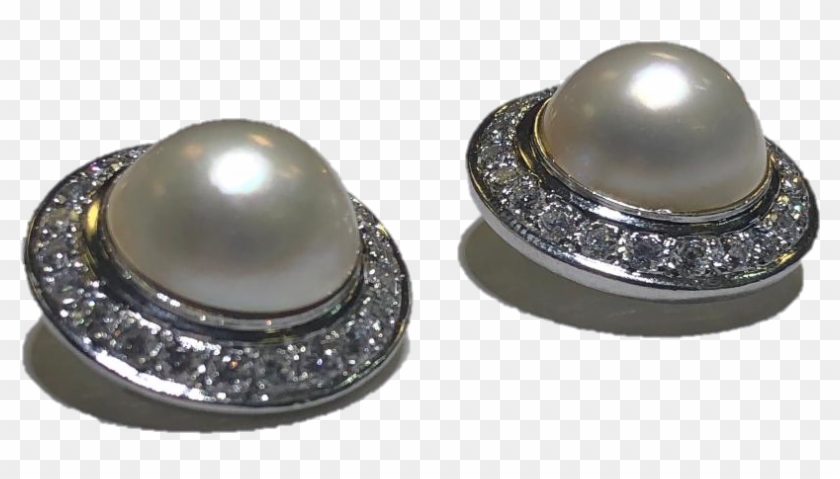 Platinum Diamond And Pearl Earrings There Are 44 Old - Earrings Clipart