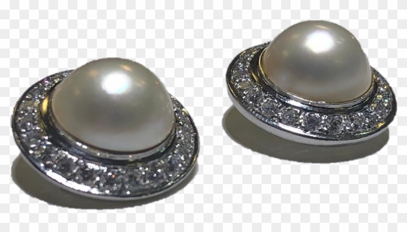 Platinum Diamond And Pearl Earrings There Are 44 Old - Earrings Clipart #4090052