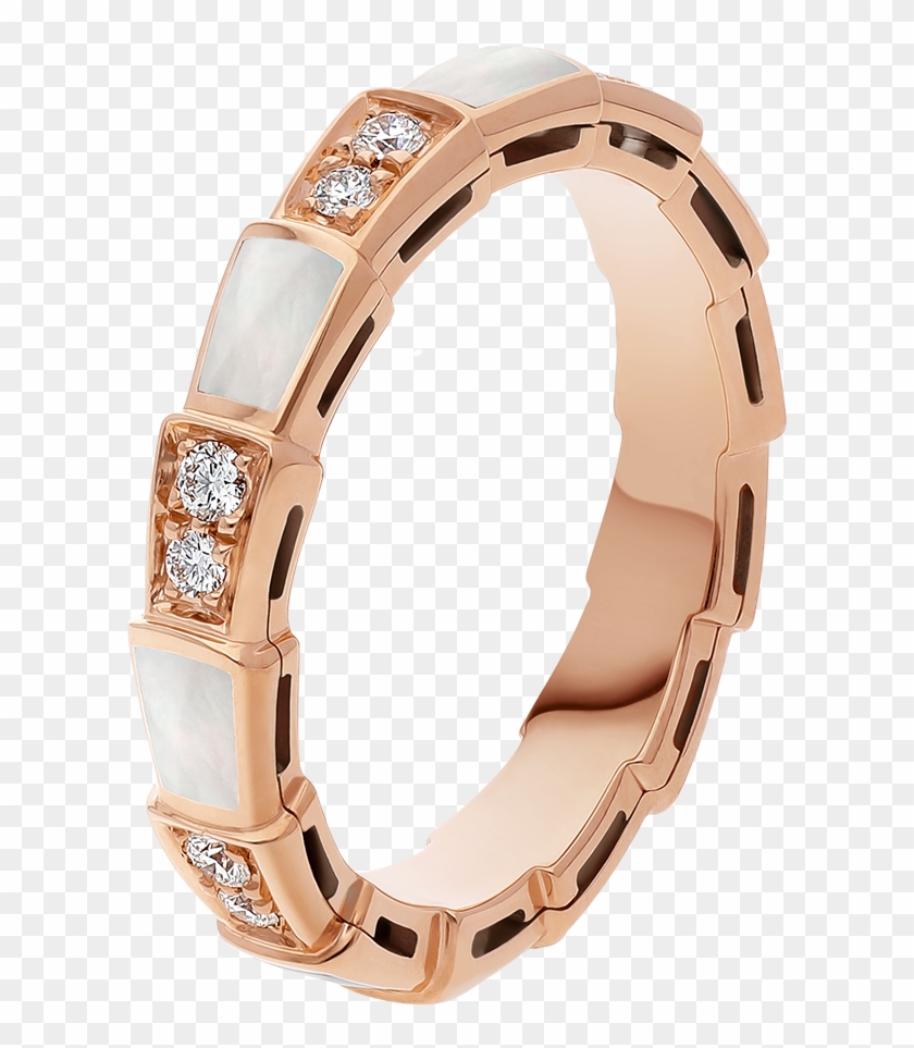 Serpenti Band Ring In 18 Kt Rose Gold With Mother Of - Bulgari Serpenti Viper Ring Clipart #4090725