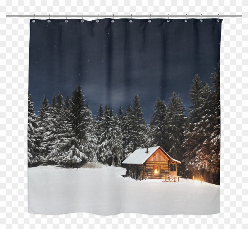 Cabin Among The Trees Shower Curtain Tree Shower Curtains, - Isolated Cabin In Snow Clipart #4091043