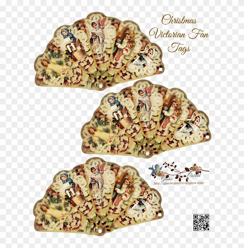 Glenda's World Victorian Christmas Fan Tags Set 3 Tag - Smile Clipart