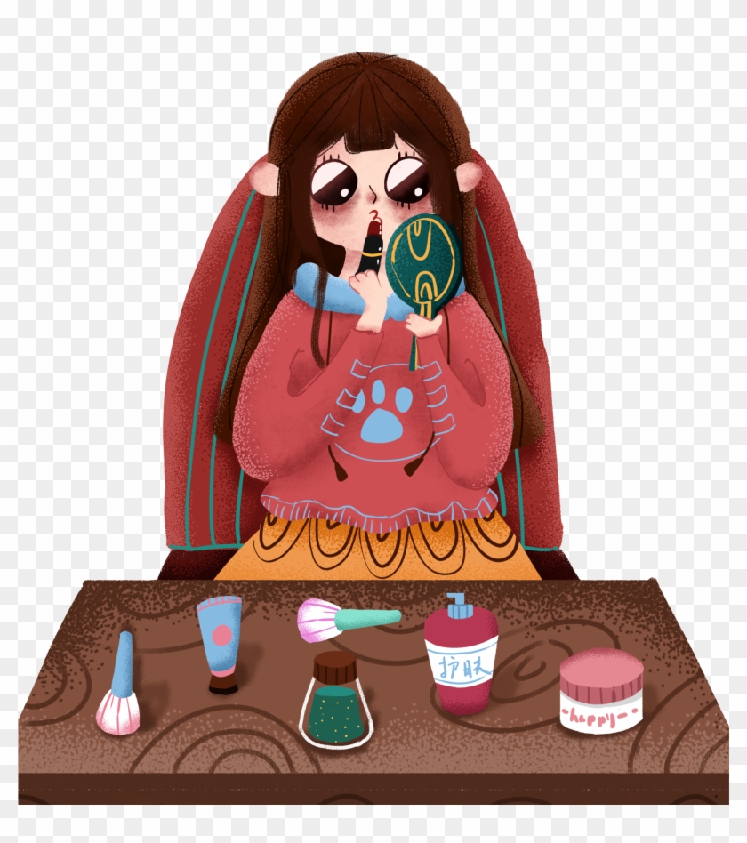 Retro Hand Drawn Illustration Girl Png And Psd - Illustration Clipart #4092932