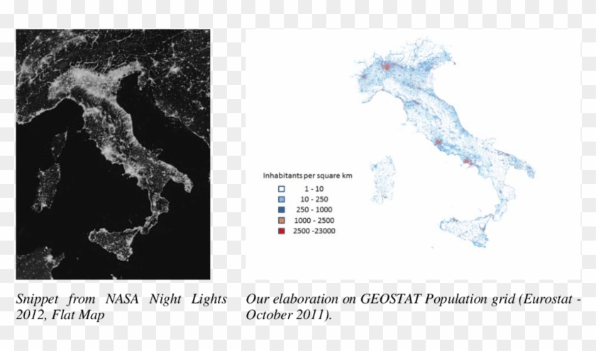 Nighttime Satellite Imagery And Population By Square - Atlas Clipart #4094768