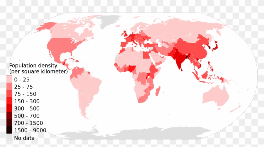 Physical And Human Factors Affecting Global Population - Countries By Population Density 2017 Clipart