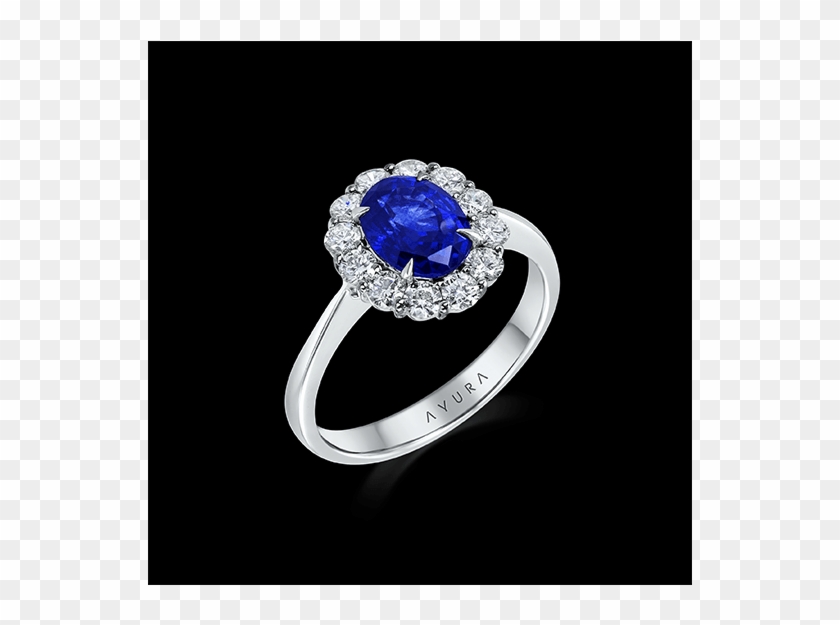 Blue Sapphire Ring Set With White Diamonds, 18kt White - Gemstone Ring Silver Blue Rings Design Clipart