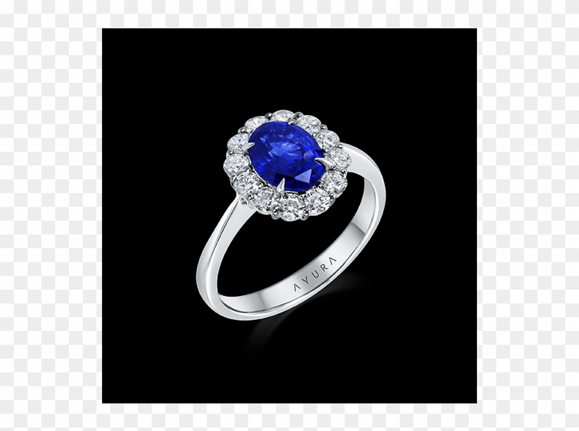 Blue Sapphire Ring Set With White Diamonds, 18kt White - Gemstone Ring Silver Blue Rings Design Clipart #4095322