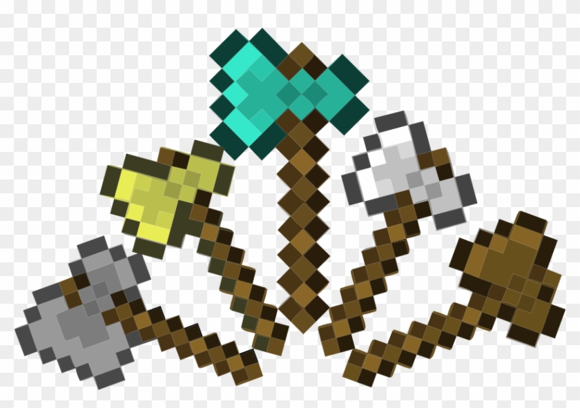 Iron Axe Minecraft - Minecraft Diamond Axe Clipart #4097295