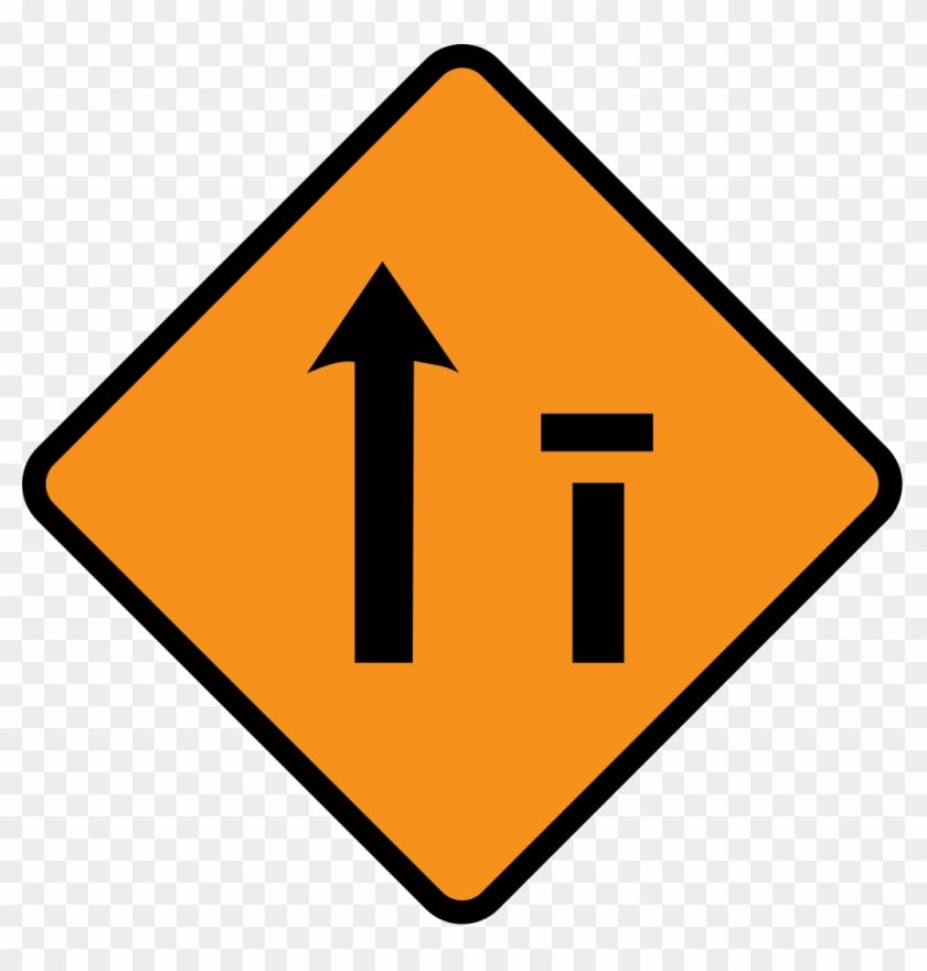 Diamond Road Sign Offside Lane Closed - Orange Road Signs And Meanings Clipart