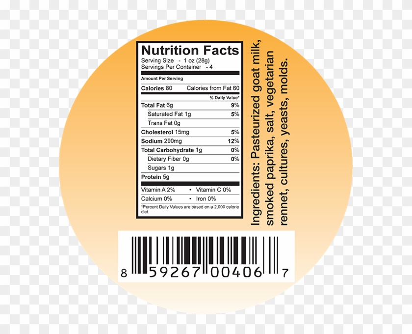 Goat Milk Cheese Ingredient Label - Bomb Burrito Nutrition Facts Clipart #4098511