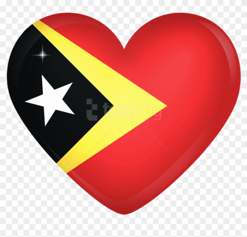 Free Png Download East Timor Large Heart Flag Clipart - Timor Leste Flag Icon Transparent Png #4098688