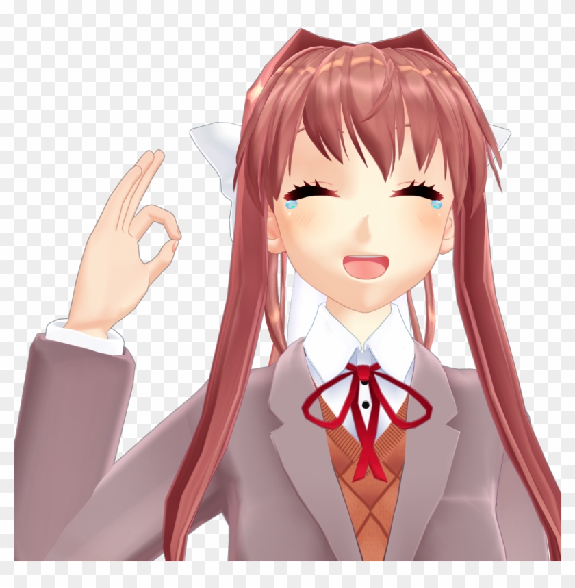 View Samegoogleiqdbsaucenao Monika Laughing Ok Emoji Clipart #410387