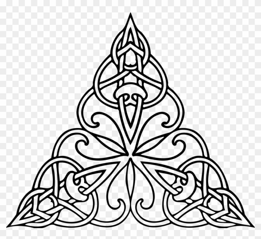 Abstract Art Drawing Triangle Black And White - Leaf Design Drawing In Triangle Clipart