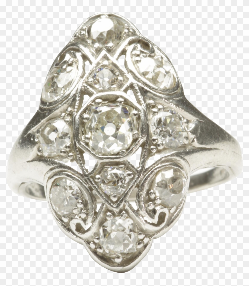 Early Art Deco Diamond Ring With Navette Outline - Engagement Ring Clipart