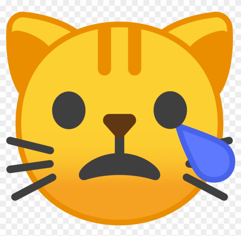 Crying Cat Face Icon - Crying Cat Emoji Clipart #412644
