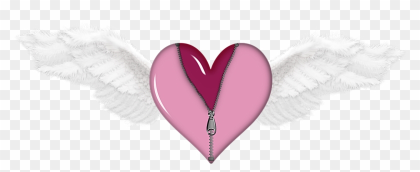 Zipped Heart With Wings Png Picture - Pink Angel Heart With Wings Clipart