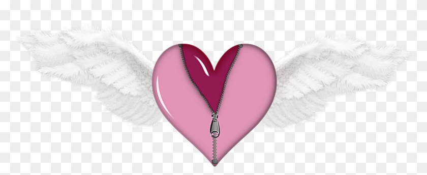 Zipped Heart With Wings Png Picture - Pink Angel Heart With Wings Clipart #412807