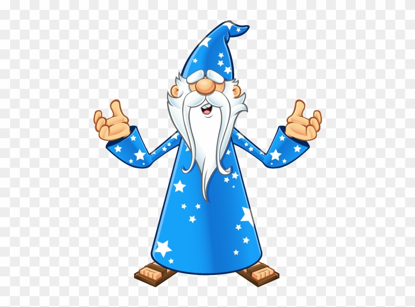 Blue Old Wizard Confused - Red Wizard Cartoon Clipart #414797