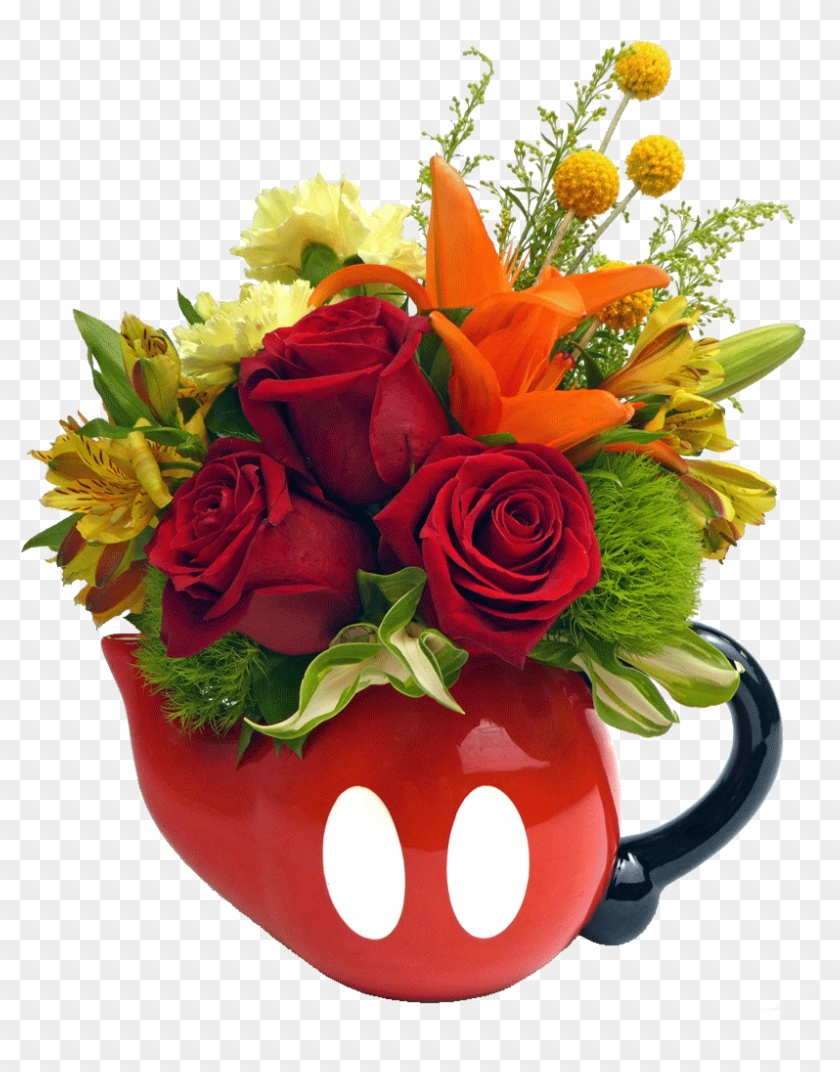 Mickey Mouse Pants Teapot Bouquet - Mickey Y Minnie Mouse Flowers Clipart