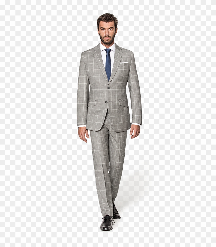 Grey Checked Wool Suit - Formal Wear Clipart
