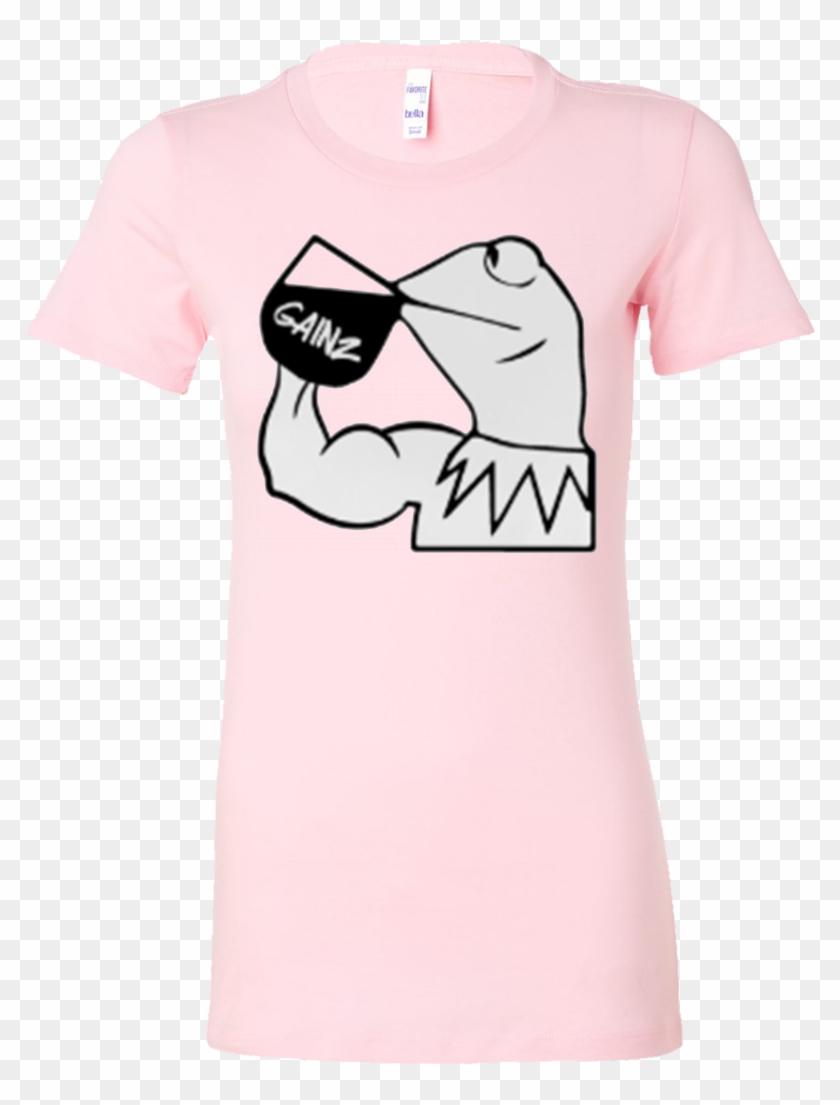 "kermit Getting Gains" Bella Women Shirt Black Beach - Bodybulding T Shirt Meme Clipart