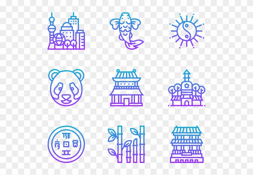 China Symbols - Chinese Symbols Icons Clipart #4100362