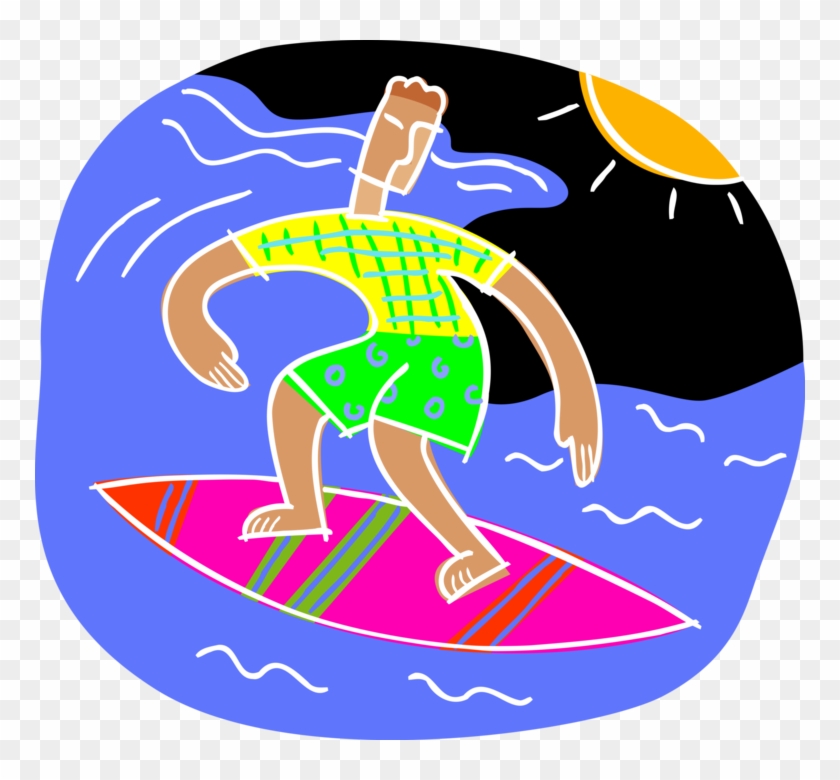 Clipart Transparent Surfer Surfs Waves On Surfboard - Surfing - Png Download