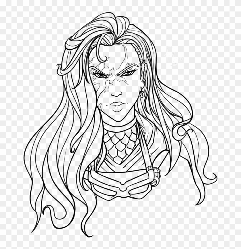 Portrait Head To Shoulders Cleaned Up And Inked Portrait - Illustration Clipart