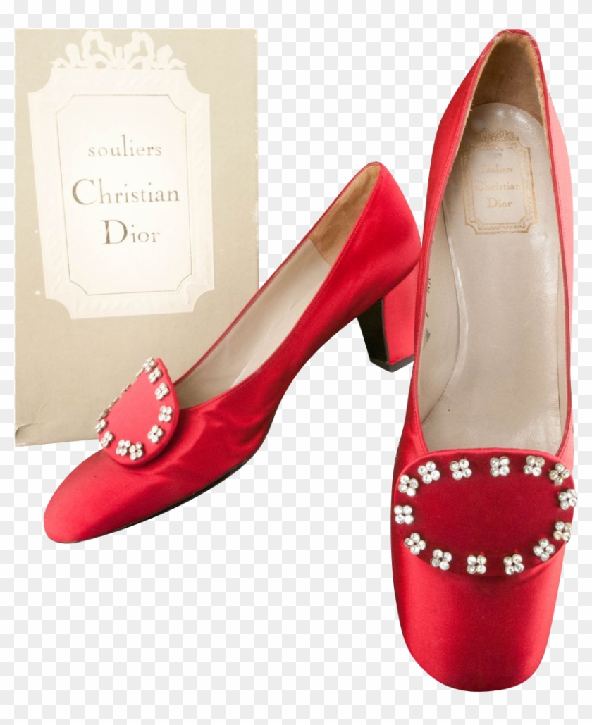 Christian Dior *ca 1958 Red Satin Shoes *no - Vintage Christian Dior Shoes Clipart