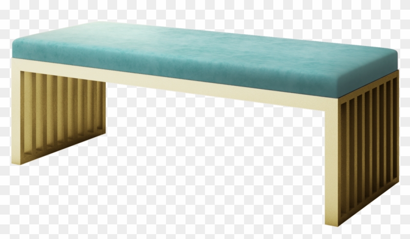 Sky Blue Velvet Bench Entryway Bench - Bench Clipart