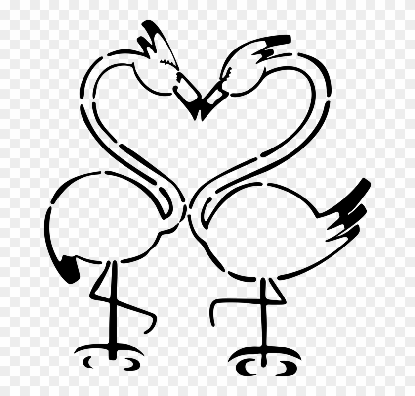 Birds Creature Feathers Flamingos Love Passion - Flamingo Love Icon Png Clipart #4104974