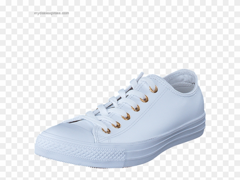Women's Converse All Star Classic Ox Leather White/gold - Walking Shoe Clipart #4105004