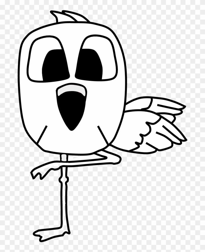 Flamingo, Big Eyes, Black And White, Cartoon Animal, - Duck Clipart #4105072