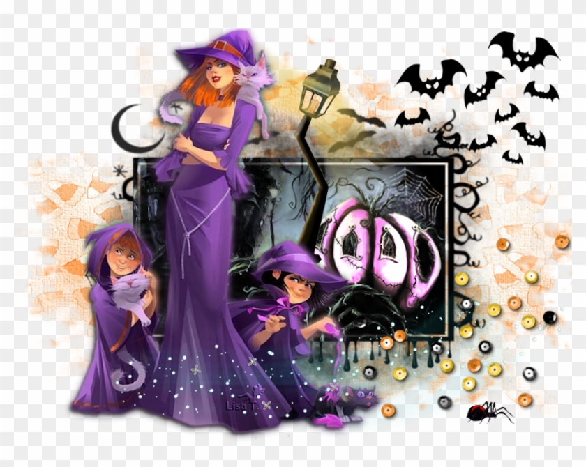 Moon Witch - Cartoon Clipart #4105764